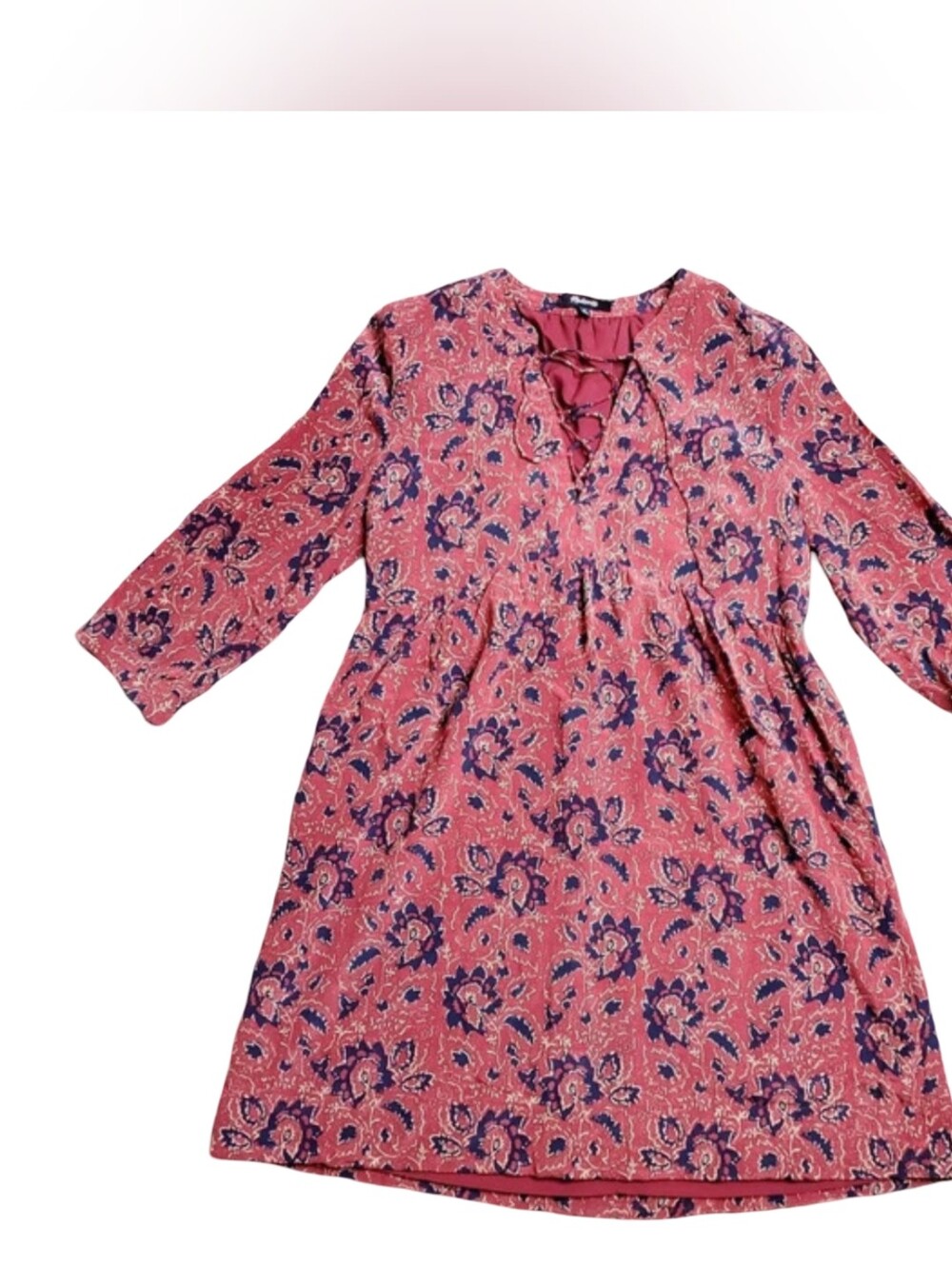 Madewell Silk Lace-Up‎ Assam Floral Dress